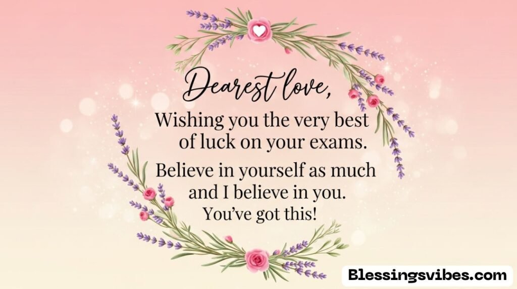 Romantic Good Luck Exam Wishes for Lover